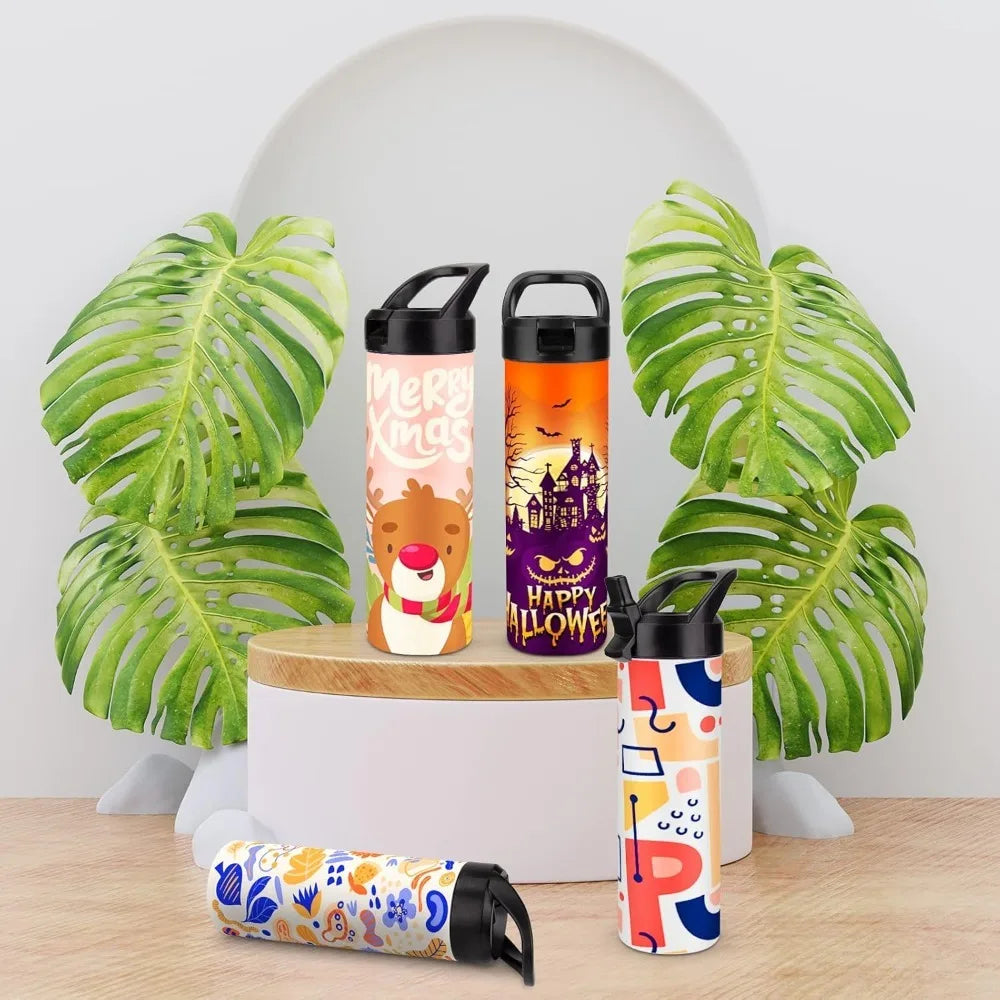 8 Pack 20oz Sublimation Tumbler Set Triple-Insulated Stainless Steel Sports Water Bottle with Straw Lid Blank - HOME