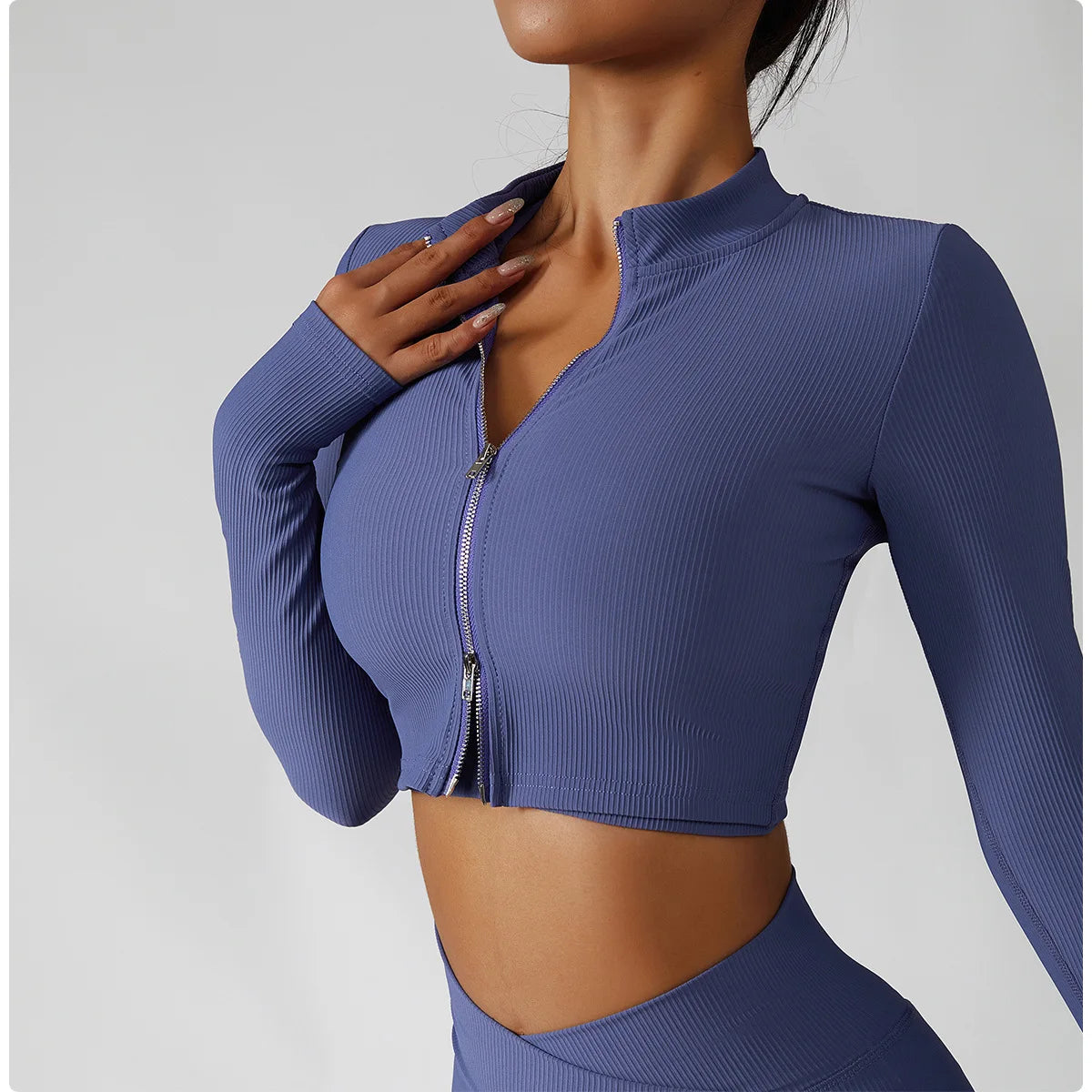 Women's 3-Piece Tracksuit Set – Jacket + Sports Bra + Leggings – Push Up Gym Workout Activewear for Training, Yoga & Fitness
