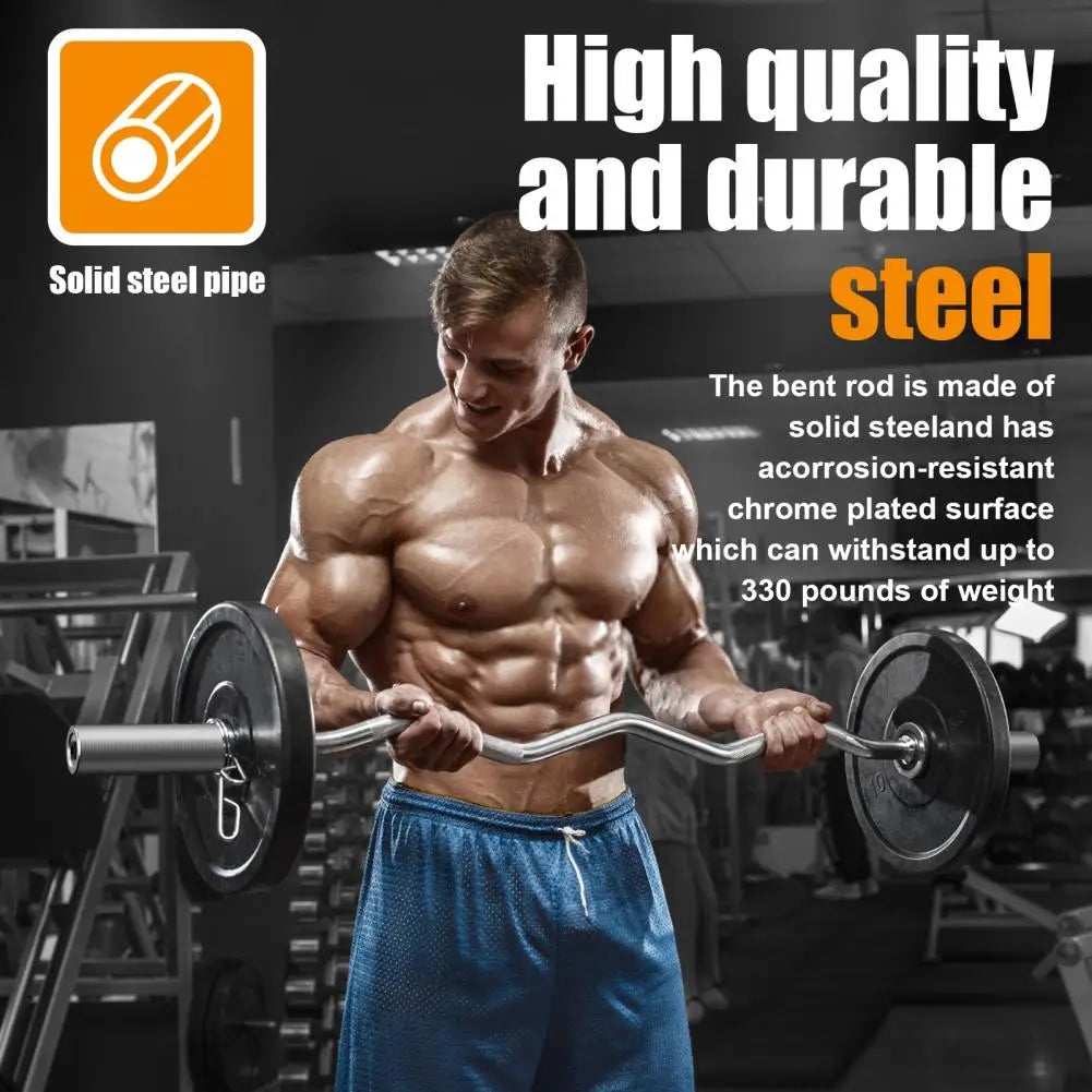 4FT Carbon Steel Barbell Bar, 350 lbs Capacity Curved Weight Bar for Bench Press, Powerlifting, CrossFit & Home Gym Fitness