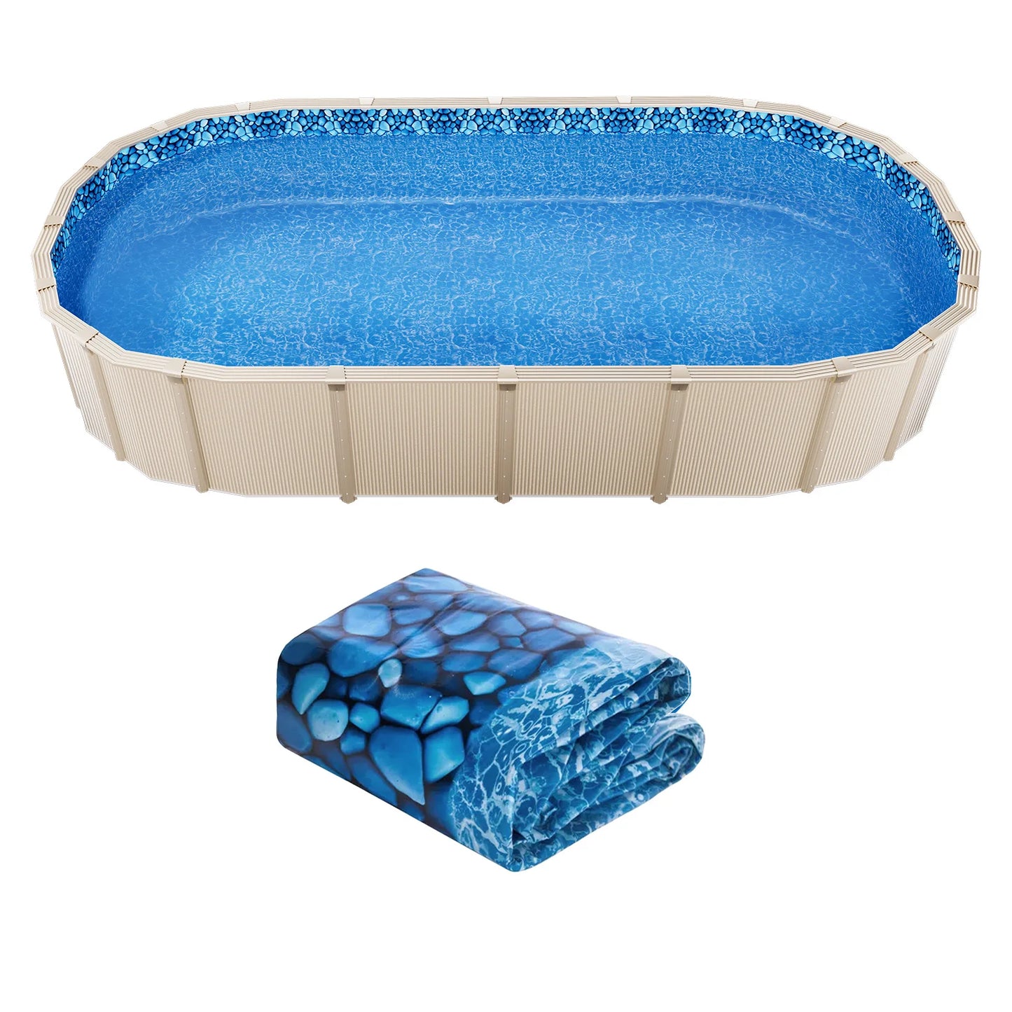 SucceBuy 18-Foot-by-33-Foot Oval Pool Liner for Overlap Above Ground Swimming Pools 48-to-54in Wall Height Standard Gauge Vinyl