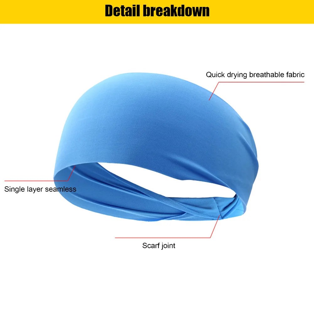 10-1PCS Sports Sweatband Breathable Sweat Absorbent Headband Soft Smooth Outdoor Sport Yoga Headband Hair Head Band
