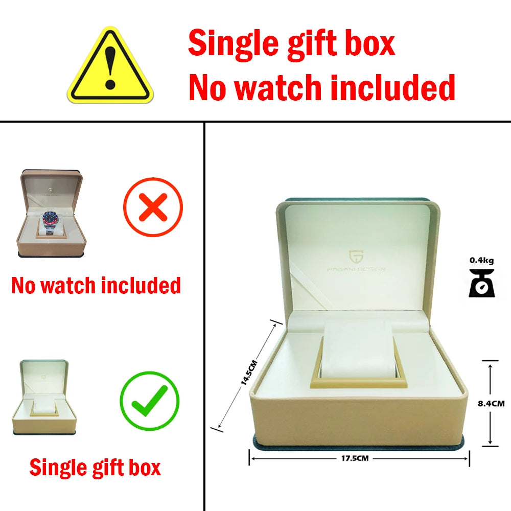 PAGANI DESIGN Business Mechanical Automatic Watch Men's Stainless Steel Waterproof Rotating Ceramic bezel PD-1662 Gift Watch+Box
