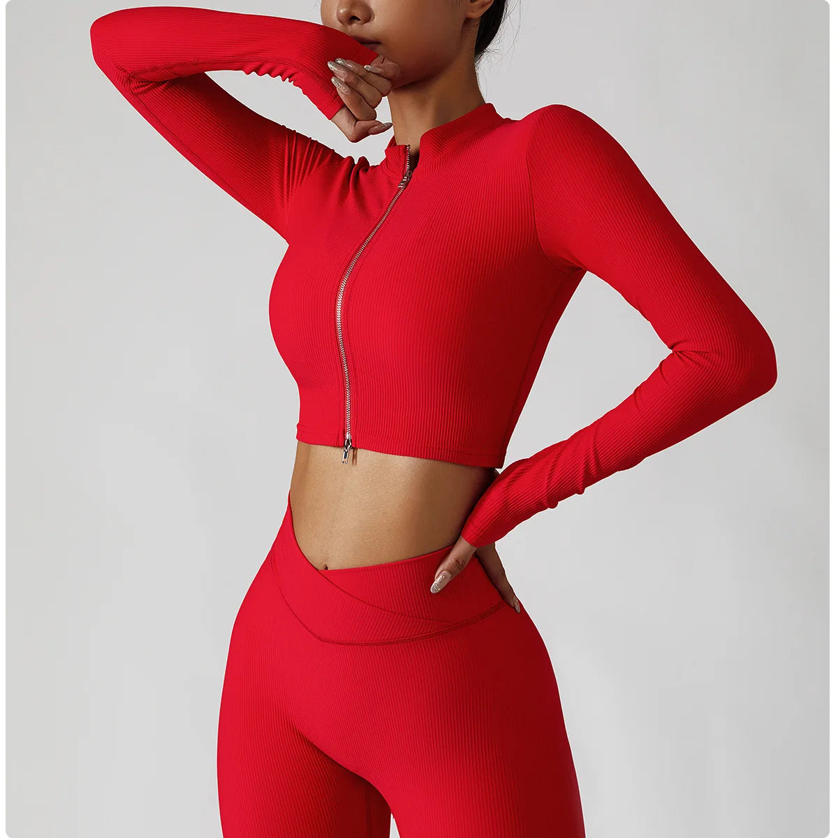 Women's 3-Piece Tracksuit Set – Jacket + Sports Bra + Leggings – Push Up Gym Workout Activewear for Training, Yoga & Fitness