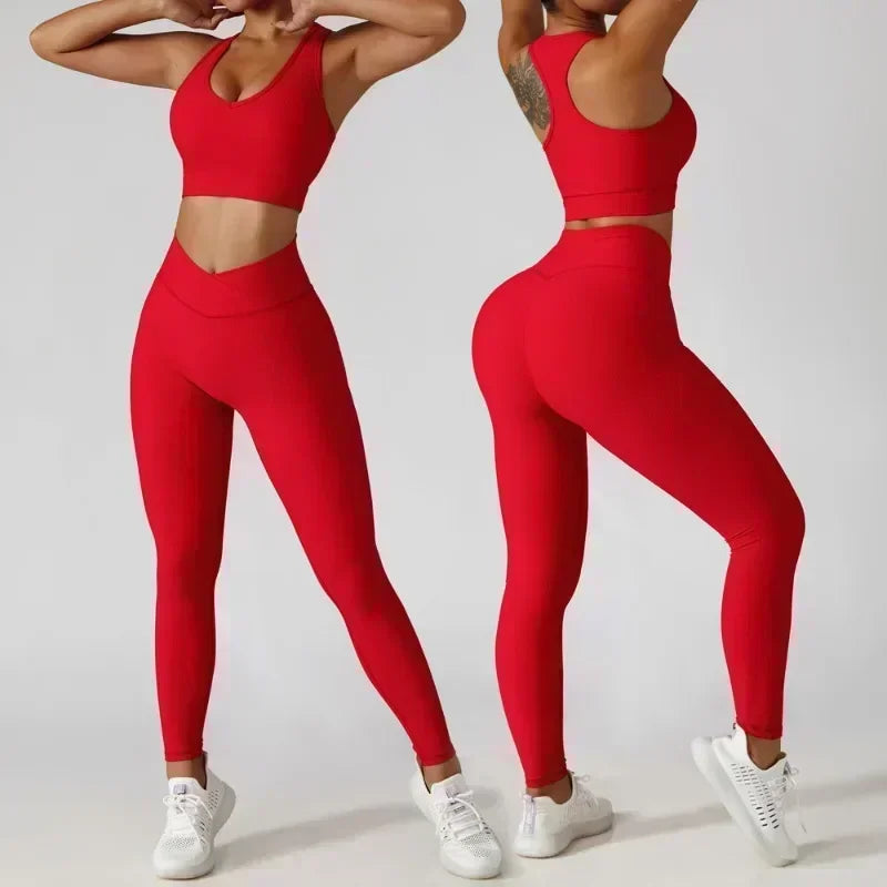Women's 3-Piece Tracksuit Set – Jacket + Sports Bra + Leggings – Push Up Gym Workout Activewear for Training, Yoga & Fitness