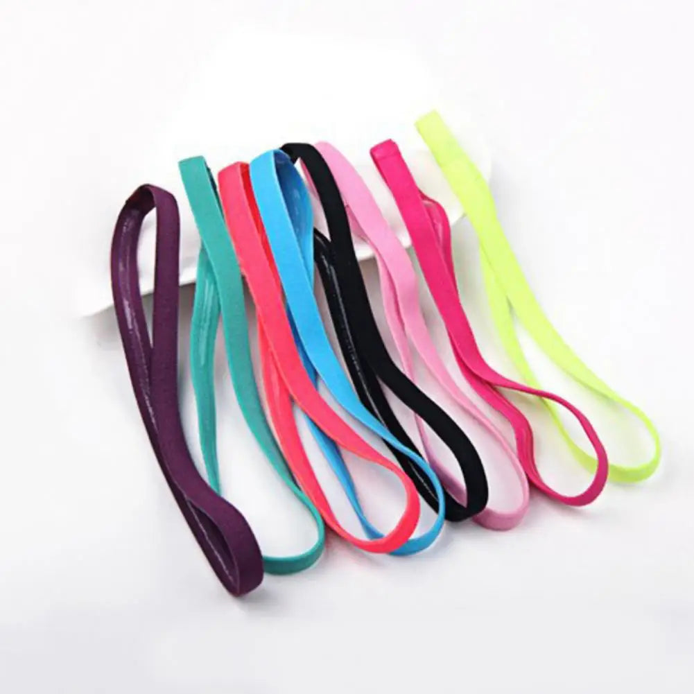 Elastic Headband Solid Color Running Sweatband Fitness Hair Ties for Yoga Sports Gym