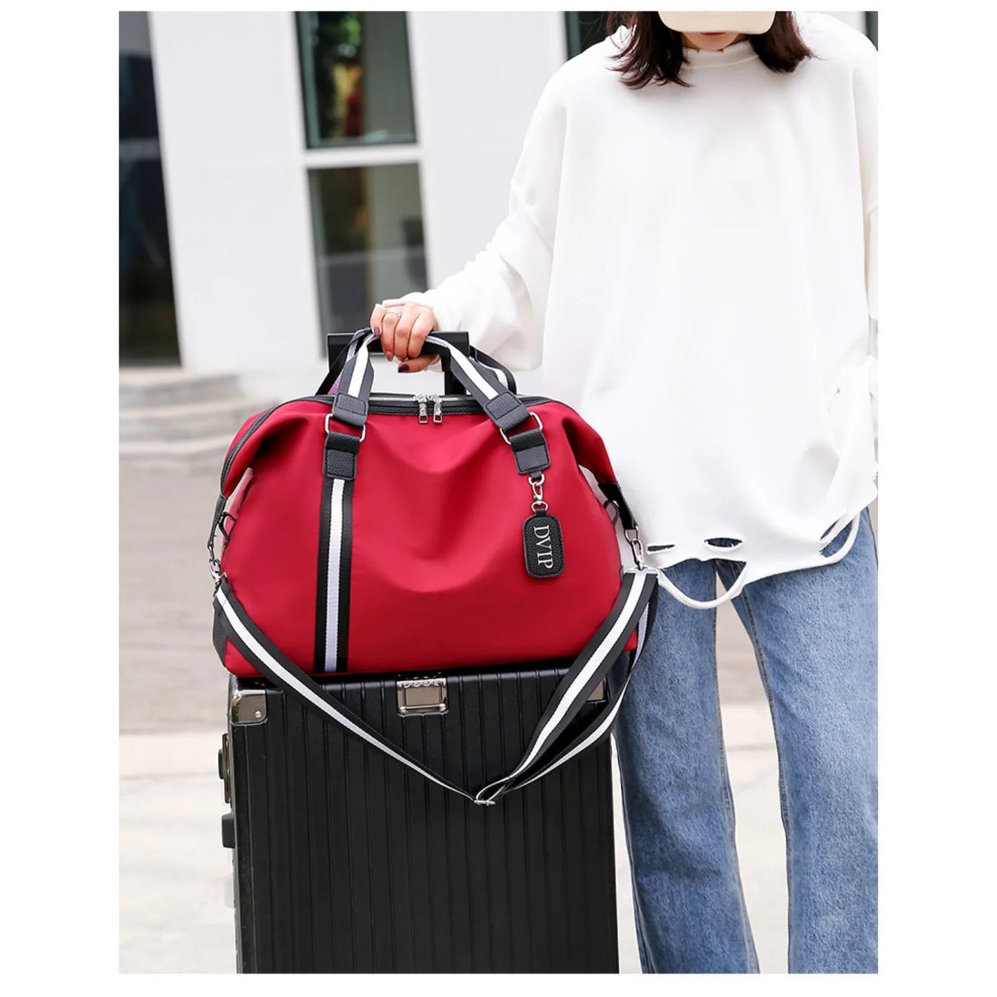2025 new fashionable multi-functional short travel bag, large-capacity ladies' handbag, basketball sports and fitness bag