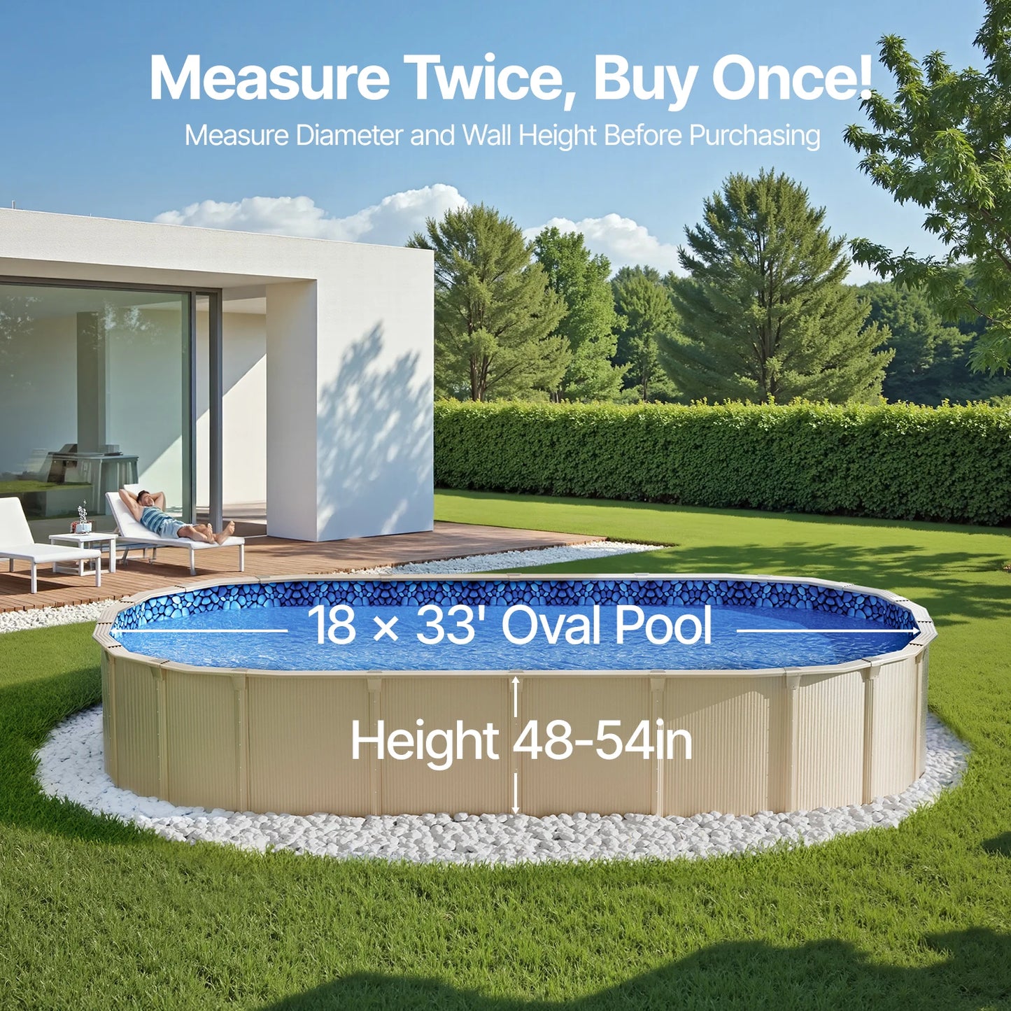 SucceBuy 18-Foot-by-33-Foot Oval Pool Liner for Overlap Above Ground Swimming Pools 48-to-54in Wall Height Standard Gauge Vinyl