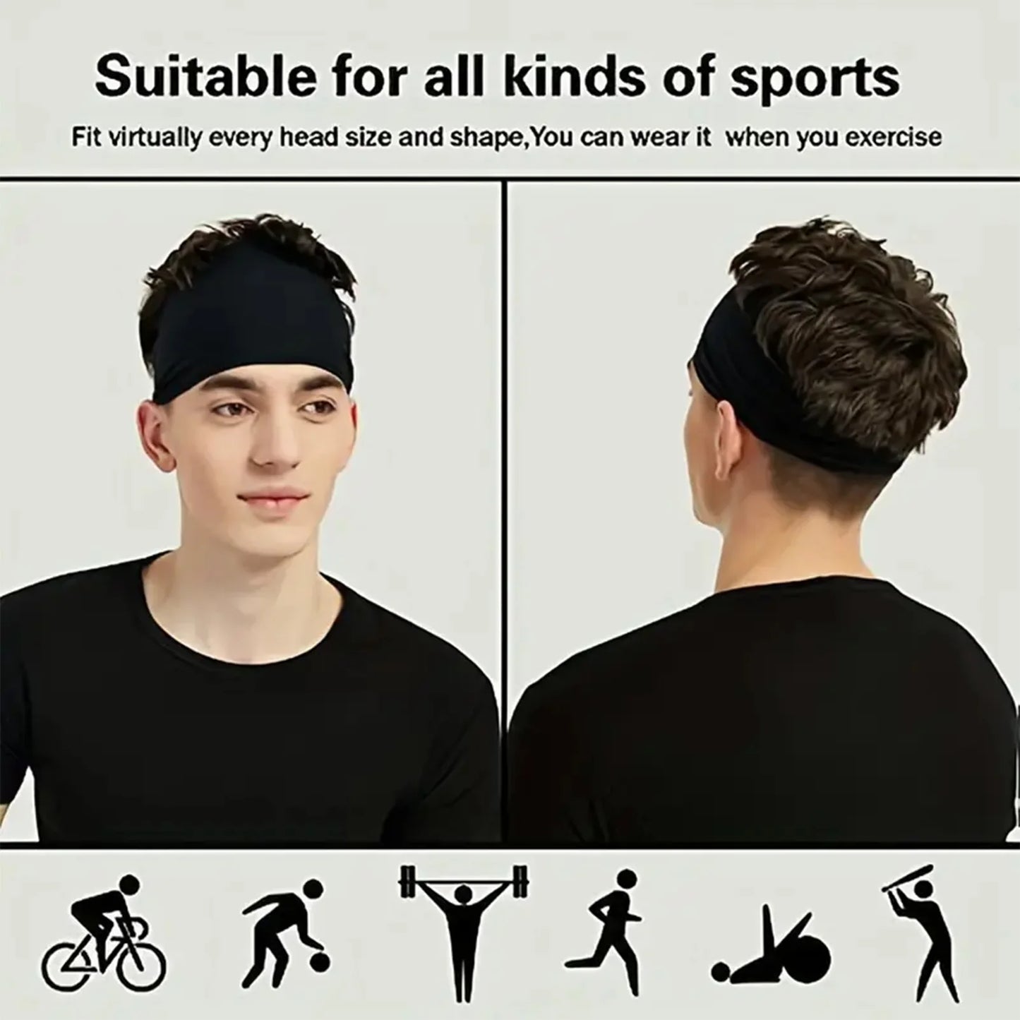 10pcs Elastic Yoga Hair Band Sports Headbands Soft Breathable Sweat-absorbent hair band for Running Fitness Tennis Gym Work Out