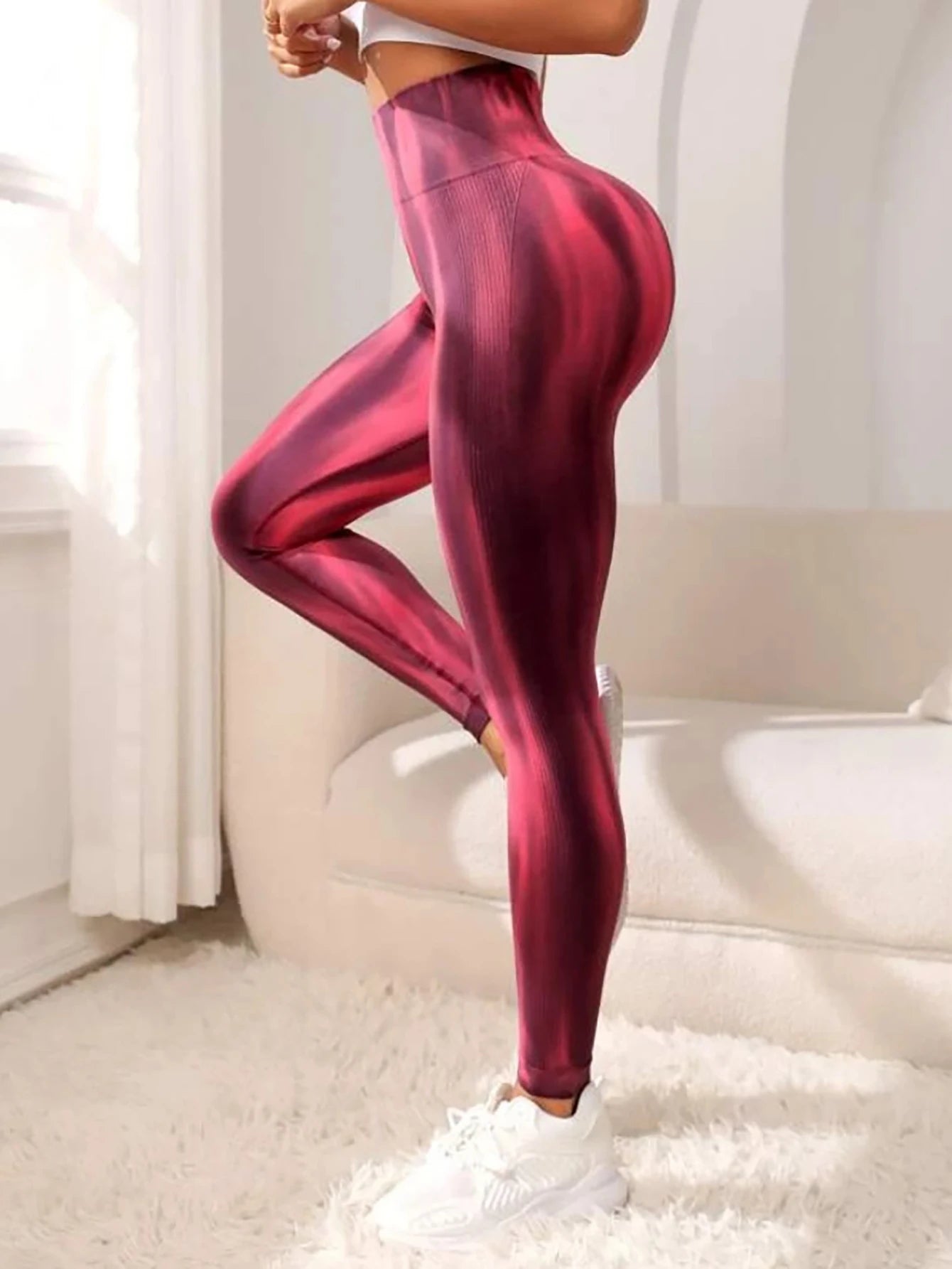 Women Yoga Pants Butt Lifting Workout Leggings High Waist Tie Dyed Elastic Tummy Control Yoga Running Jogger Pants
