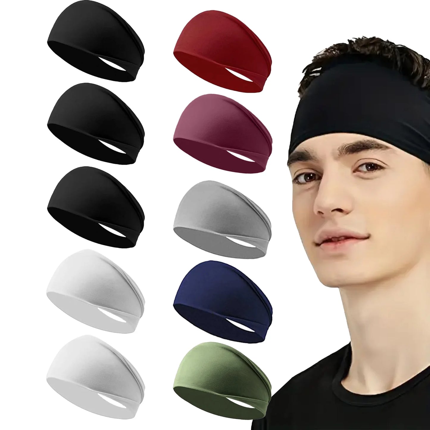 10pcs Elastic Yoga Hair Band Sports Headbands Soft Breathable Sweat-absorbent hair band for Running Fitness Tennis Gym Work Out