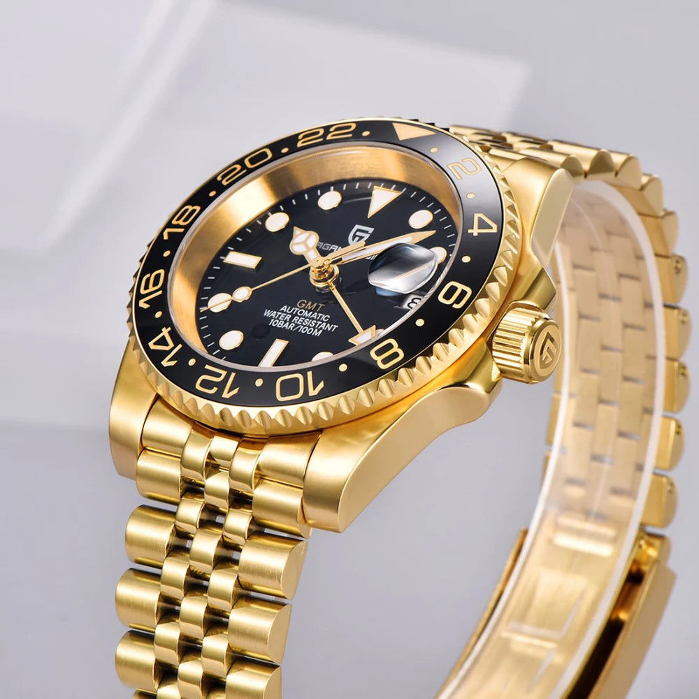 PAGANI DESIGN Business Mechanical Automatic Watch Men's Stainless Steel Waterproof Rotating Ceramic bezel PD-1662 Gift Watch+Box