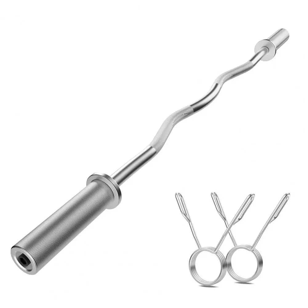 4FT Carbon Steel Barbell Bar, 350 lbs Capacity Curved Weight Bar for Bench Press, Powerlifting, CrossFit & Home Gym Fitness