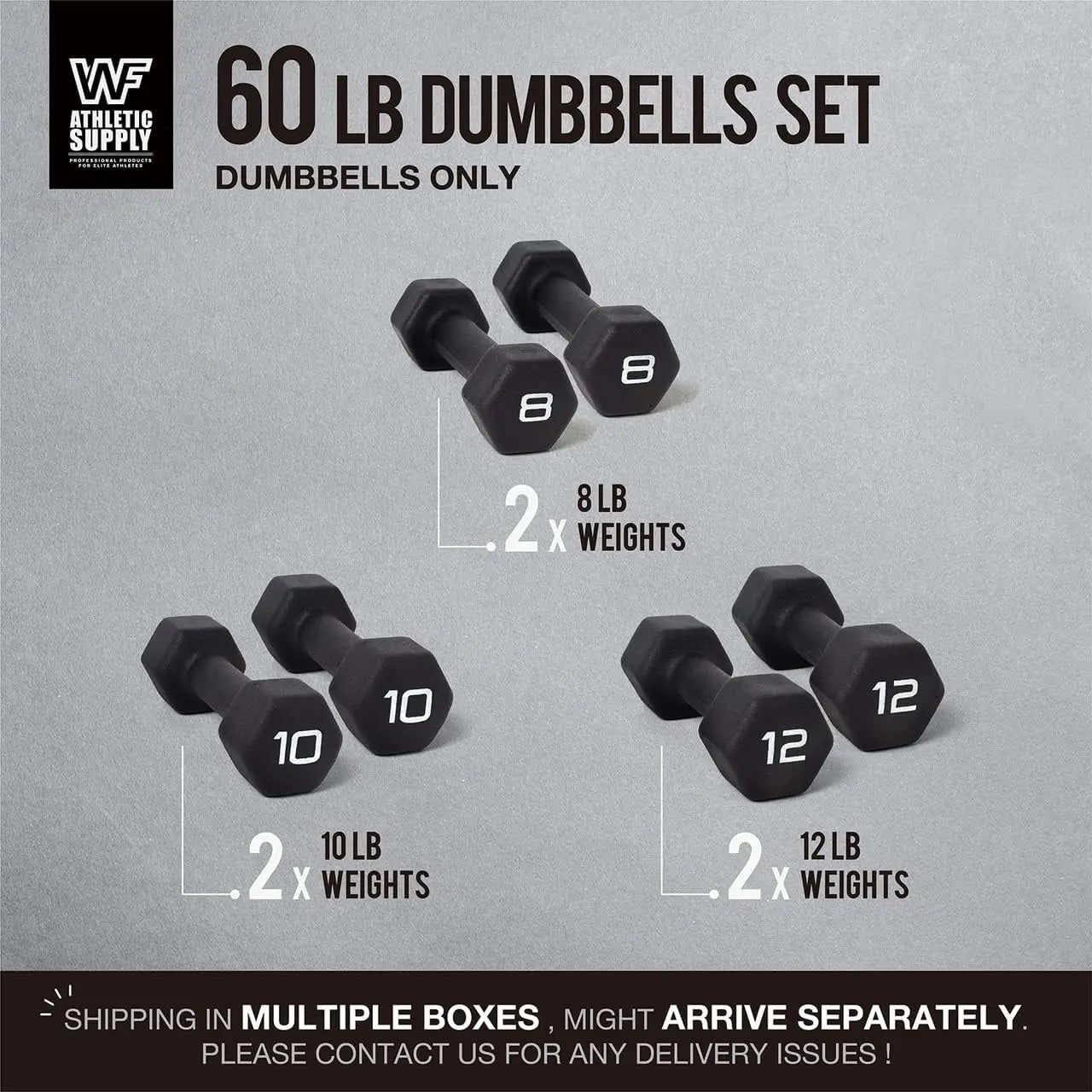 Black Neoprene Dumbbell Set, Non-Slip & Hex Shape, Great for Muscle Toning, Strength Building & Weight Loss