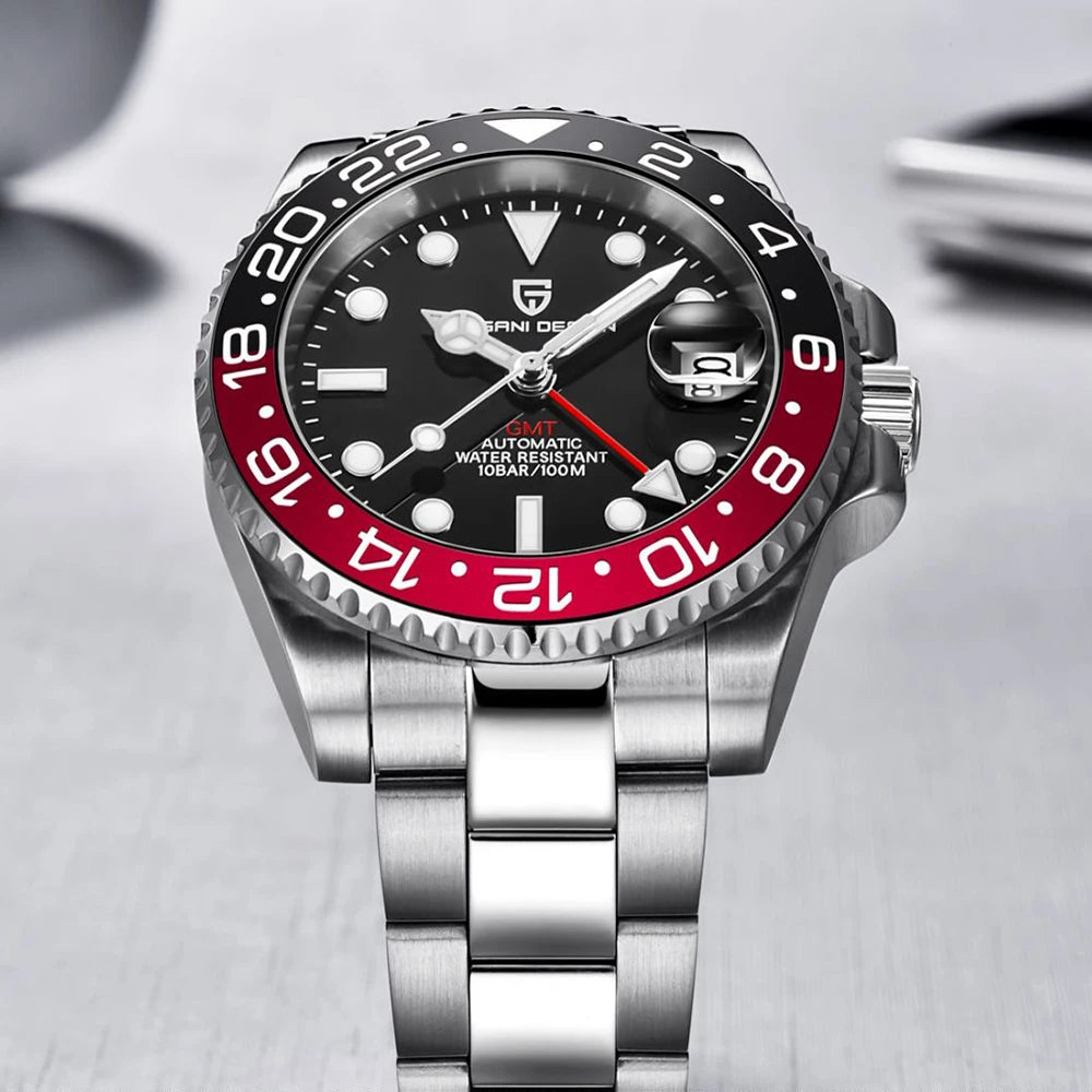 PAGANI DESIGN Business Mechanical Automatic Watch Men's Stainless Steel Waterproof Rotating Ceramic bezel PD-1662 Gift Watch+Box
