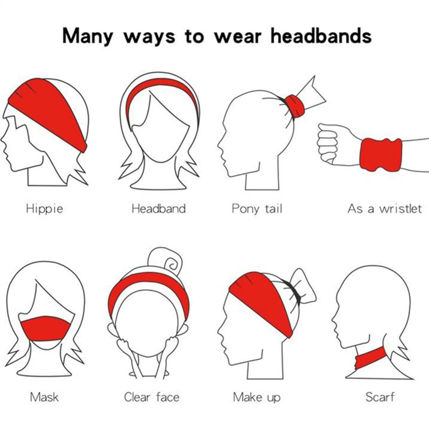 10pcs Elastic Yoga Hair Band Sports Headbands Soft Breathable Sweat-absorbent hair band for Running Fitness Tennis Gym Work Out