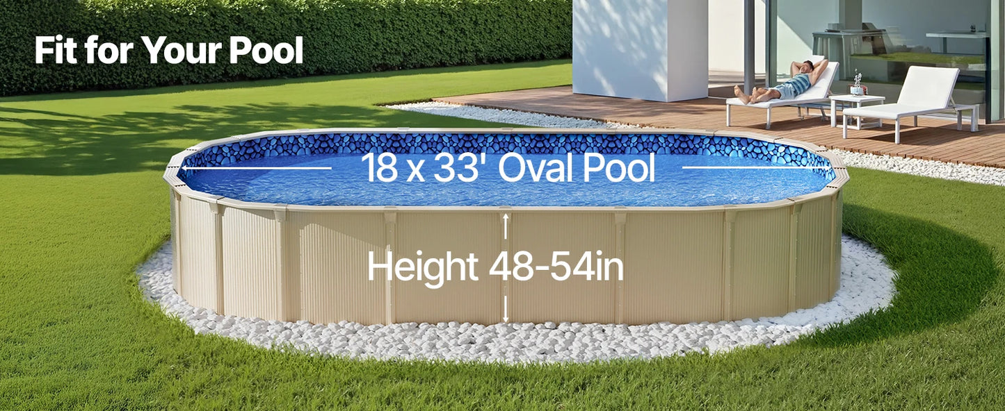 SucceBuy 18-Foot-by-33-Foot Oval Pool Liner for Overlap Above Ground Swimming Pools 48-to-54in Wall Height Standard Gauge Vinyl