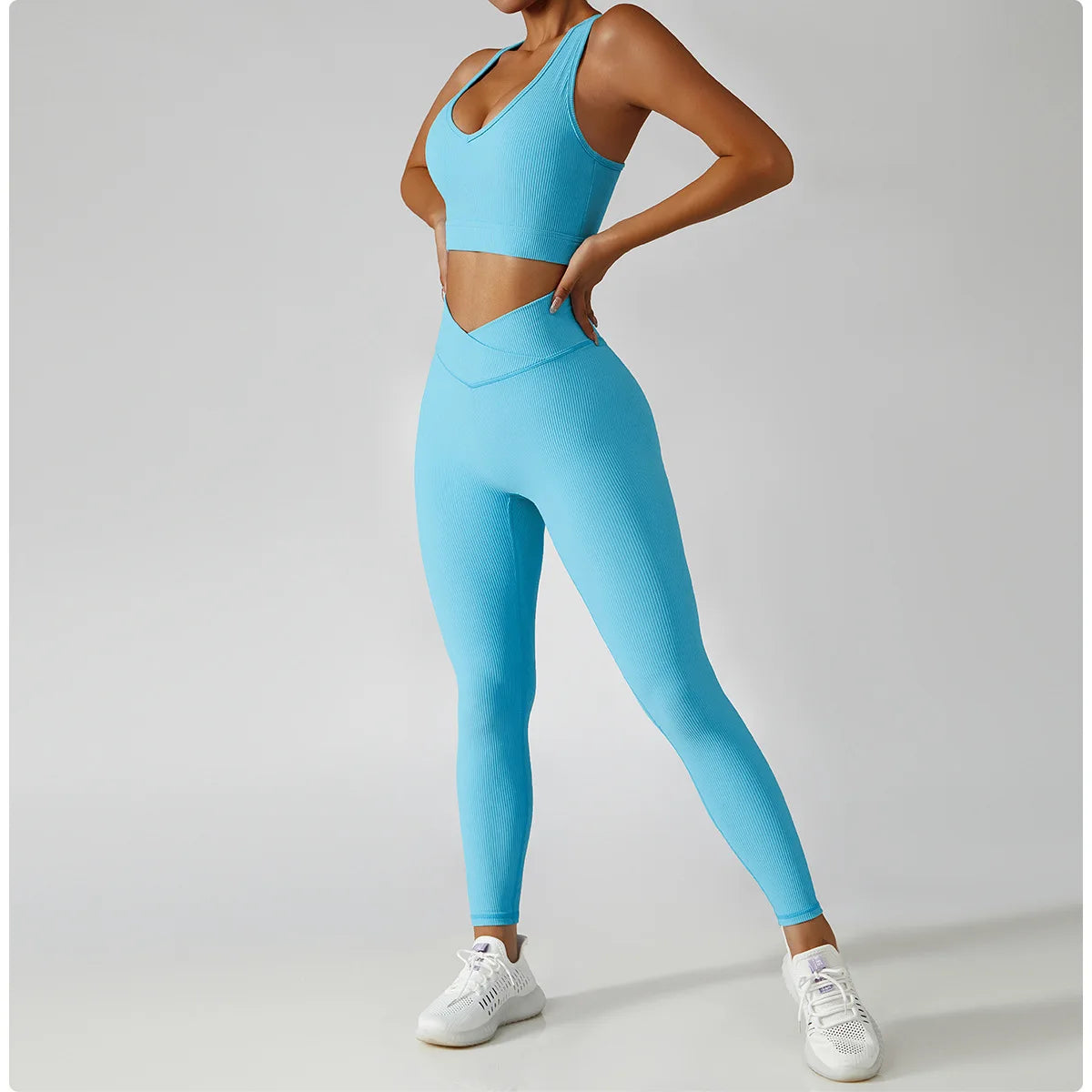 Women's 3-Piece Tracksuit Set – Jacket + Sports Bra + Leggings – Push Up Gym Workout Activewear for Training, Yoga & Fitness