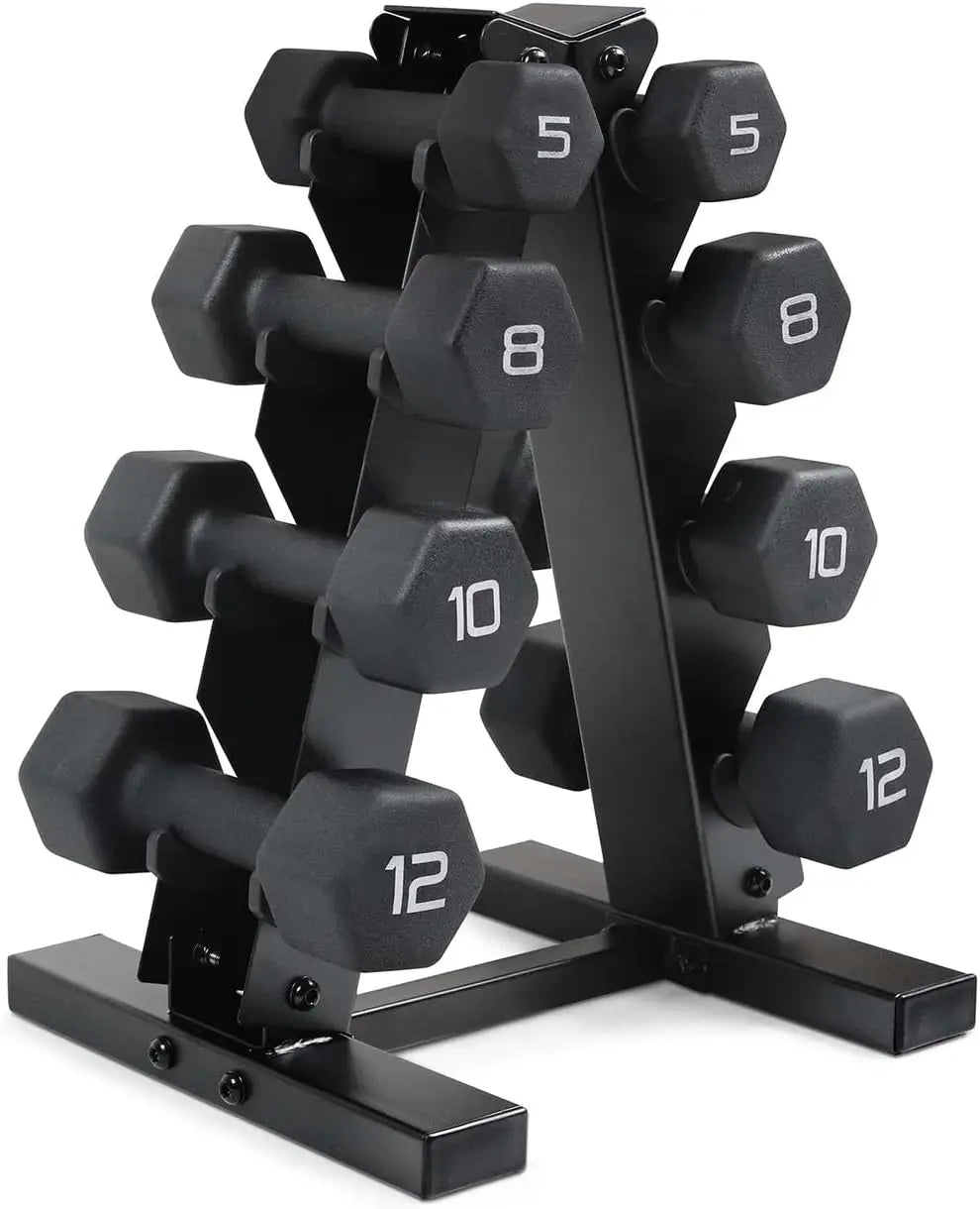 Black Neoprene Dumbbell Set, Non-Slip & Hex Shape, Great for Muscle Toning, Strength Building & Weight Loss