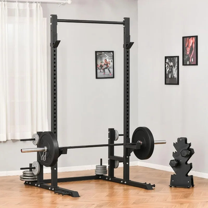 Power Rack with Pull up Bar and Adjustable Barbell Rack, Heavy-Duty Power Tower Strength Training Equipment for Home Gym