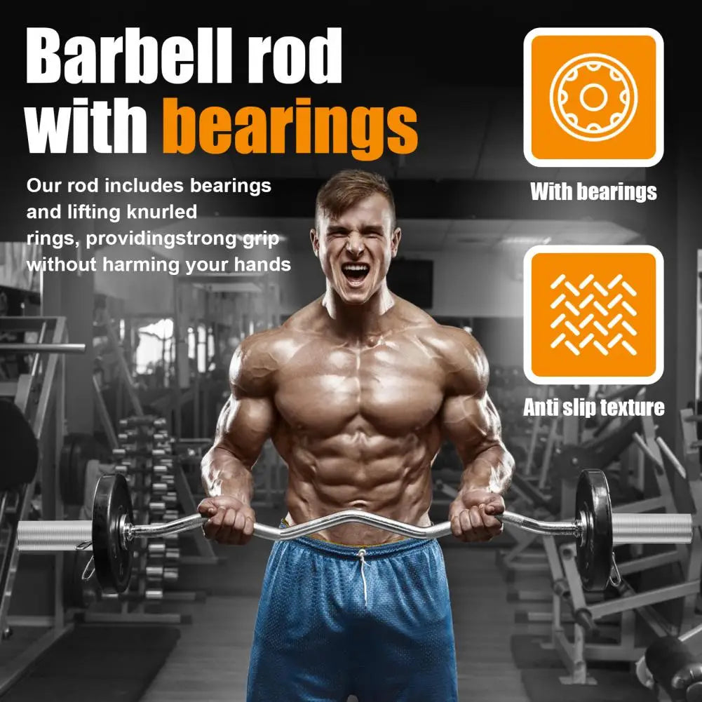 4FT Carbon Steel Barbell Bar, 350 lbs Capacity Curved Weight Bar for Bench Press, Powerlifting, CrossFit & Home Gym Fitness