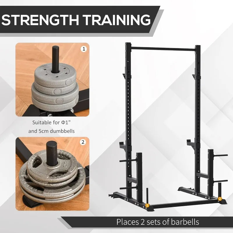 Power Rack with Pull up Bar and Adjustable Barbell Rack, Heavy-Duty Power Tower Strength Training Equipment for Home Gym