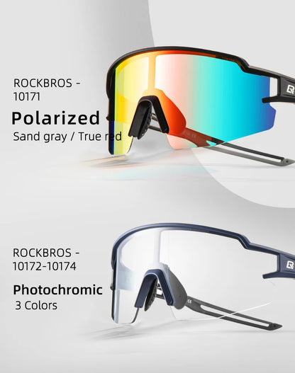 ROCKBROS Cycling Glasses Photochromic Polarized Lens Bike Glasses UV400 Protection Eyewear Sunglasses MTB Road Bicycle Goggles