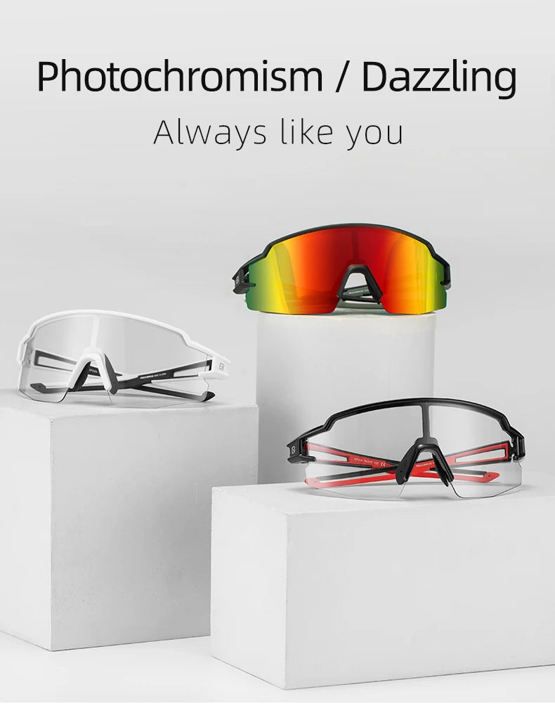 ROCKBROS Cycling Glasses Photochromic Polarized Lens Bike Glasses UV400 Protection Eyewear Sunglasses MTB Road Bicycle Goggles