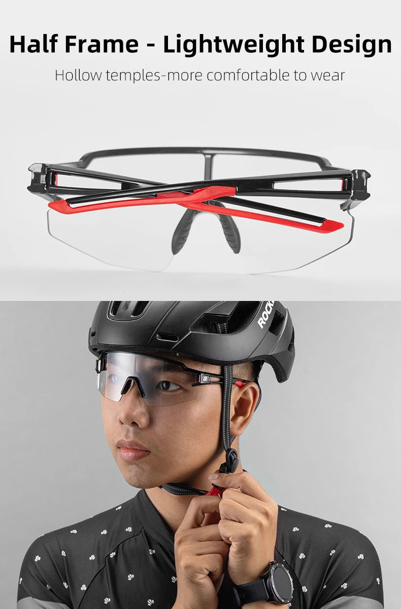 ROCKBROS Cycling Glasses Photochromic Polarized Lens Bike Glasses UV400 Protection Eyewear Sunglasses MTB Road Bicycle Goggles