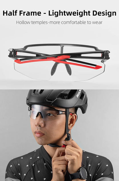 ROCKBROS Cycling Glasses Photochromic Polarized Lens Bike Glasses UV400 Protection Eyewear Sunglasses MTB Road Bicycle Goggles