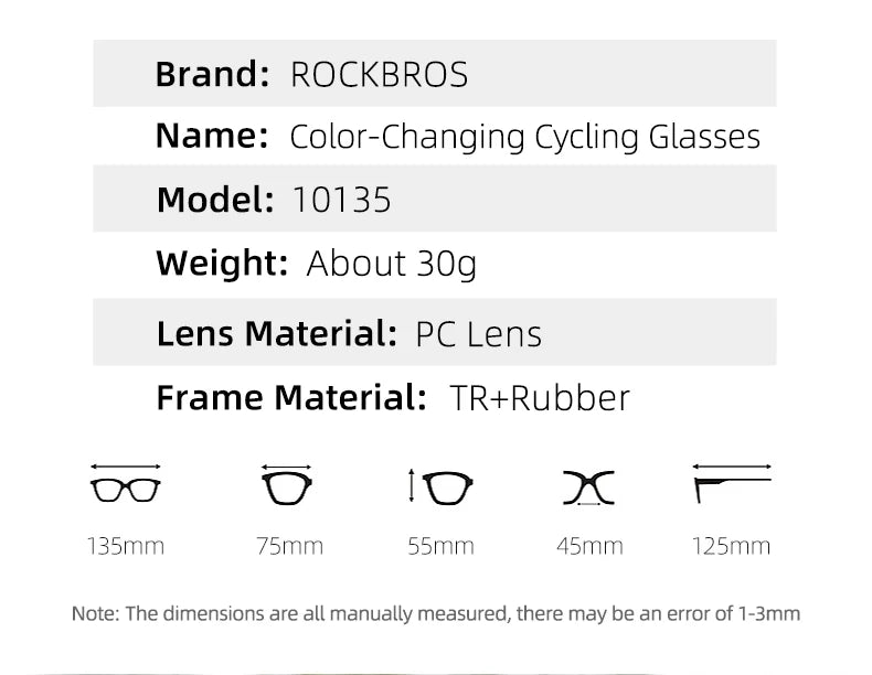 UV400 Photochromic Cycling Sunglasses