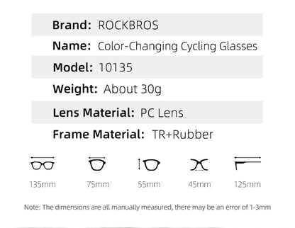 UV400 Photochromic Cycling Sunglasses