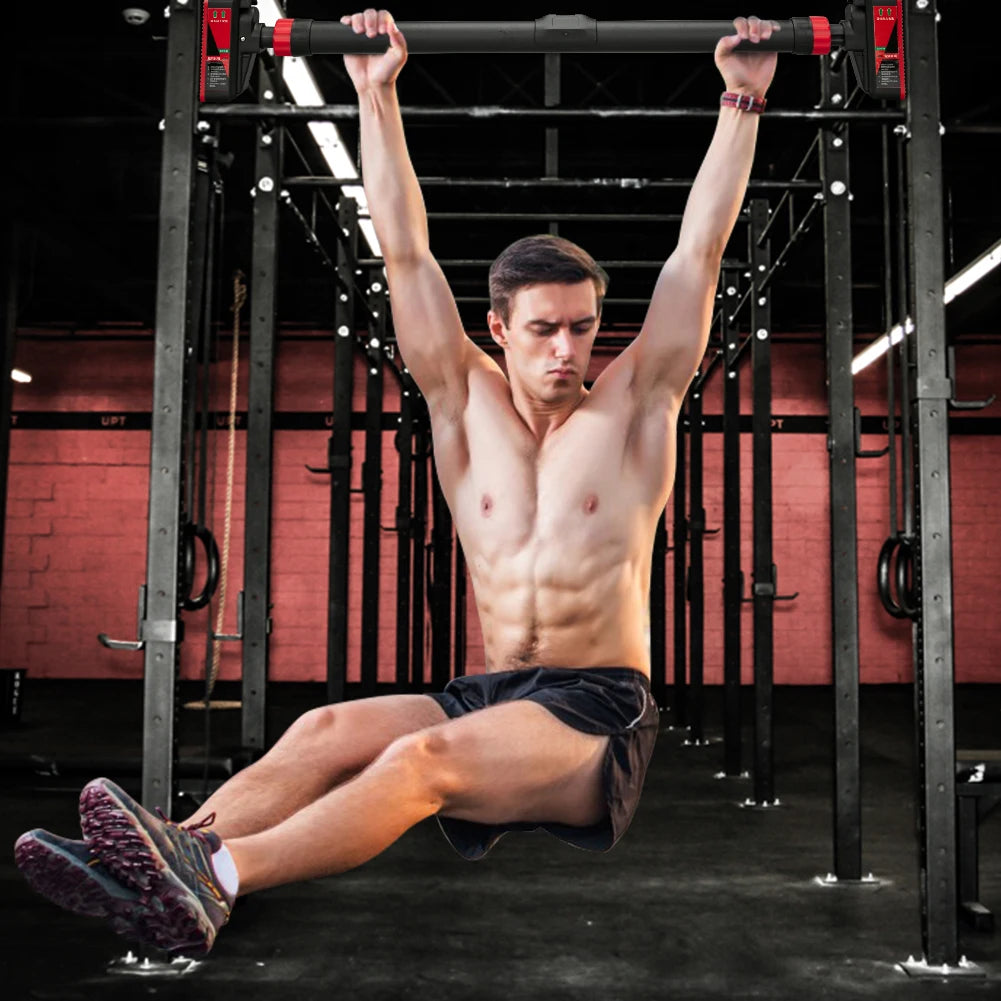 Strength Training Pull-up Bars with Level Gauge 69-92cm Adjustable Width 200kg Max Load Capacity Chin Up Bar For Doorway
