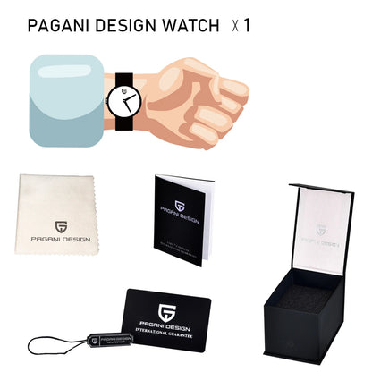 PAGANI DESIGN Business Mechanical Automatic Watch Men's Stainless Steel Waterproof Rotating Ceramic bezel PD-1662 Gift Watch+Box
