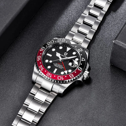 PAGANI DESIGN Business Mechanical Automatic Watch Men's Stainless Steel Waterproof Rotating Ceramic bezel PD-1662 Gift Watch+Box