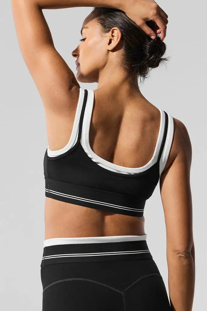 Alo Yoga Women's Airbrush Better Together Sports Bra Spearmint & White for Yoga Workout Fitness Gym Use