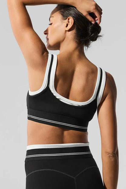 Alo Yoga Women's Airbrush Better Together Sports Bra Spearmint & White for Yoga Workout Fitness Gym Use