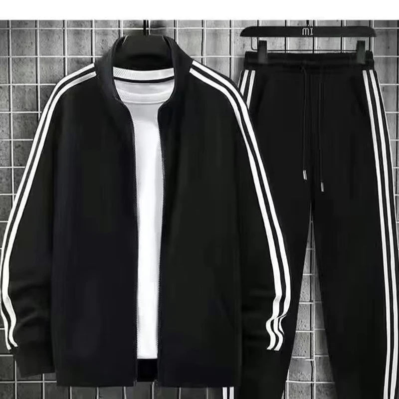 Leisure sports suit Spring and Autumn striped hoodie, couple's running sportswear, clothes+pants (2-piece set)