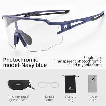 ROCKBROS Cycling Glasses Photochromic Polarized Lens Bike Glasses UV400 Protection Eyewear Sunglasses MTB Road Bicycle Goggles