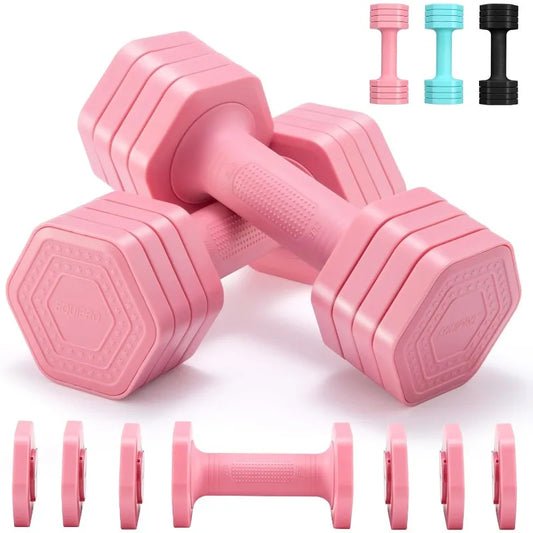 Adjustable Dumbbell Set, 4 in 1 Free Weights Dumbbells Set for Women, 2lb 3lb 4lb 5lb