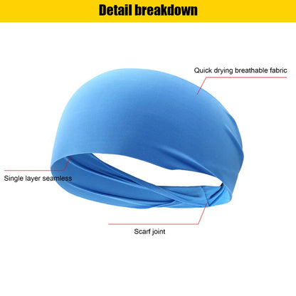 10-1PCS Sports Sweatband Breathable Sweat Absorbent Headband Soft Smooth Outdoor Sport Yoga Headband Hair Head Band