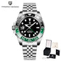 PAGANI DESIGN Business Mechanical Automatic Watch Men's Stainless Steel Waterproof Rotating Ceramic bezel PD-1662 Gift Watch+Box