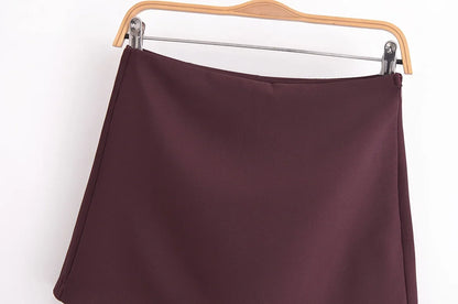 TFMLN New Spring Women Solid Skort Fashion Causal Side Zipper Mini Shorts Skirts Vintage High Waist Streetwear Shorts Skirts