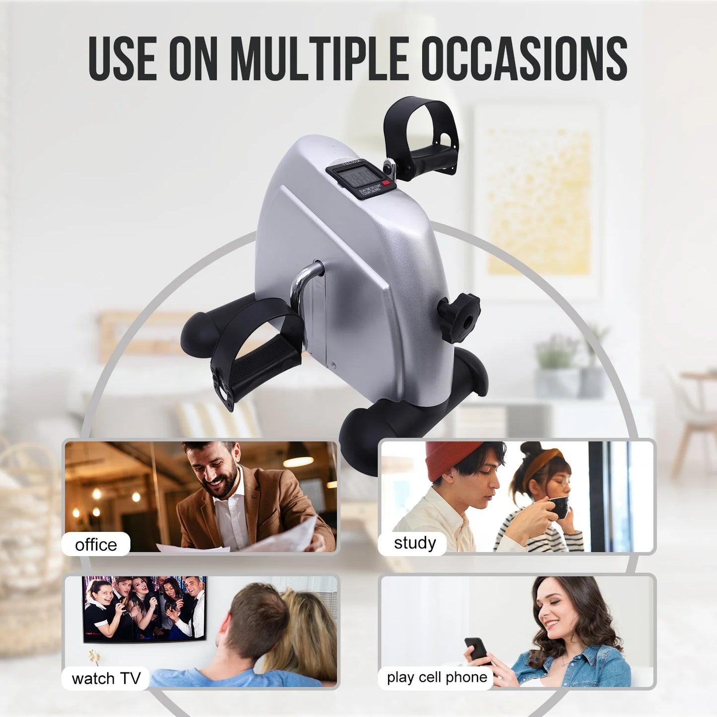 Mini Pedal Exercise Bike Portable Fitness Cycling Exerciser Under Desk Bicycle Trainer LCD Display Bodybuilding Stationary Foot