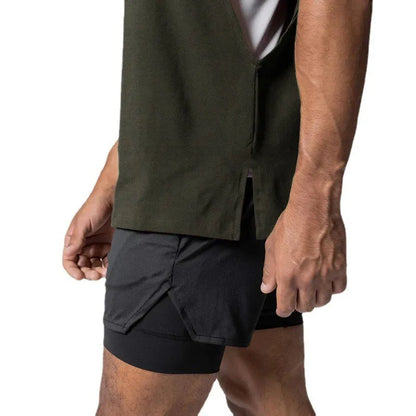 Large cuffs Open Side Cut Off Gym Tank Top Men Mesh Breathable Vest Running Sleeveless Quick Dry Sports Fitness summer Clothing