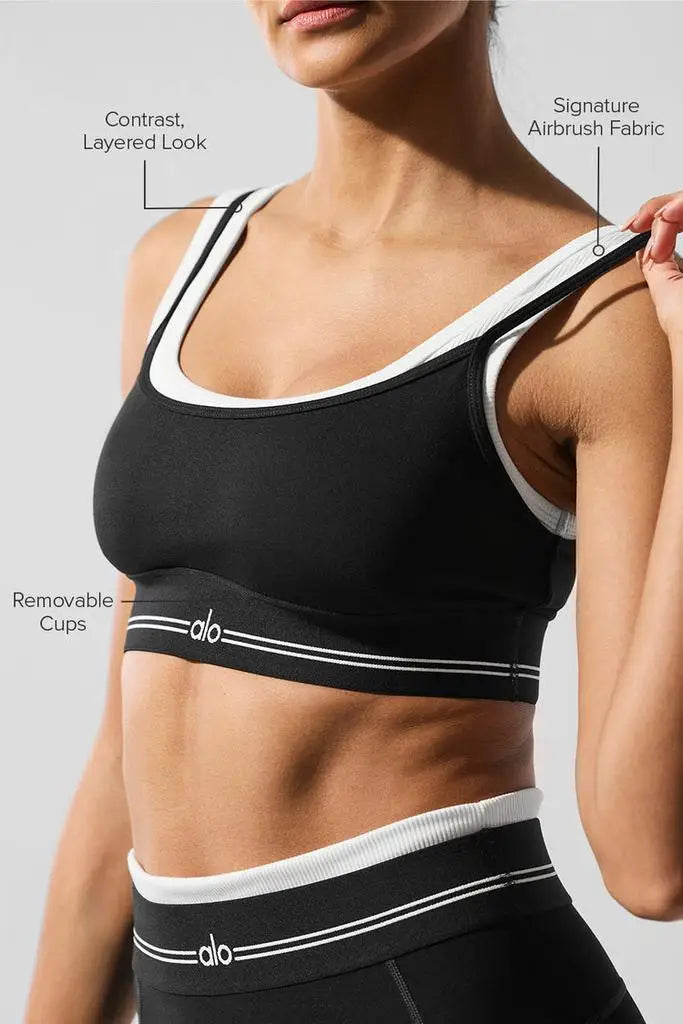 Alo Yoga Women's Airbrush Better Together Sports Bra Spearmint & White for Yoga Workout Fitness Gym Use