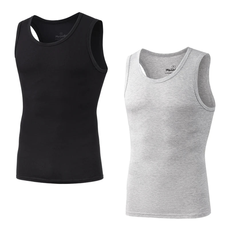 2Pcs/Pack Men's Tank Top Sleeveless Gym T-Shirt Man Vest Solid Color Compression Undershirts Men Tops High-Quality Bamboo Fiber