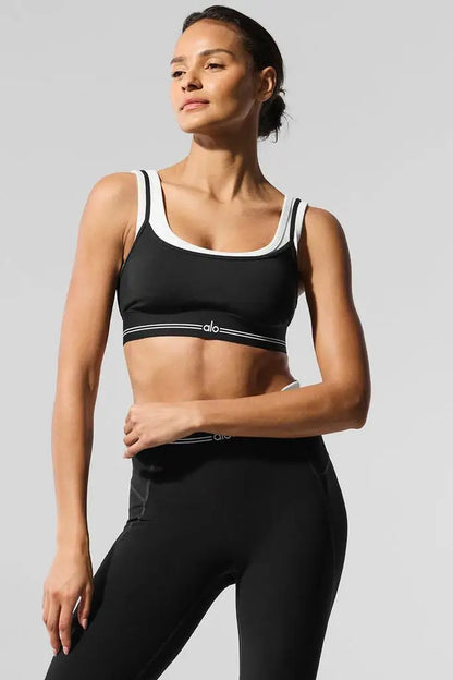 Alo Yoga Women's Airbrush Better Together Sports Bra Spearmint & White for Yoga Workout Fitness Gym Use