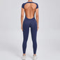 Women's One-piece Yoga Jumpsuit Short Sleeve Open Back Slim Fit Sports Outfit Tights Quick-drying Hip Lift Gym Fitness Clothes