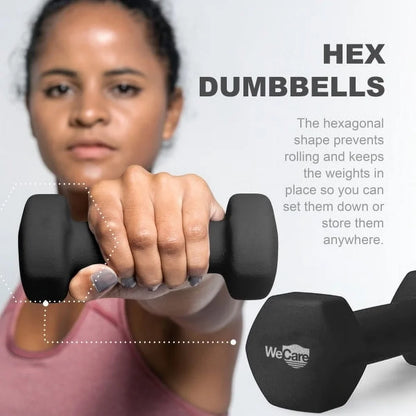 2lb Neoprene Hex Dumbbells Anti-Slip Anti-Roll Hand Weights Home Gym Resistance Training Fitness Workout