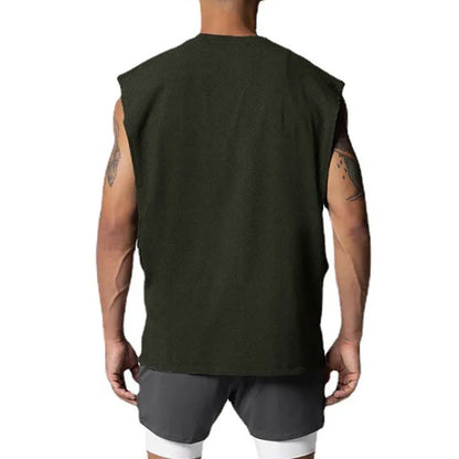 Large cuffs Open Side Cut Off Gym Tank Top Men Mesh Breathable Vest Running Sleeveless Quick Dry Sports Fitness summer Clothing